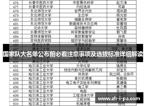 国家队大名单公布前必看注意事项及选拔标准详细解读